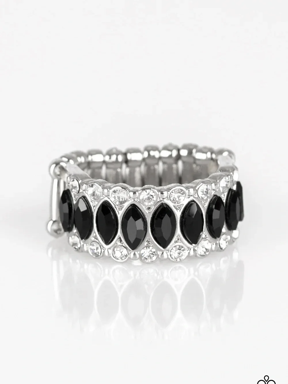 paparazzi Black & Silver Teardrop Accent Ring